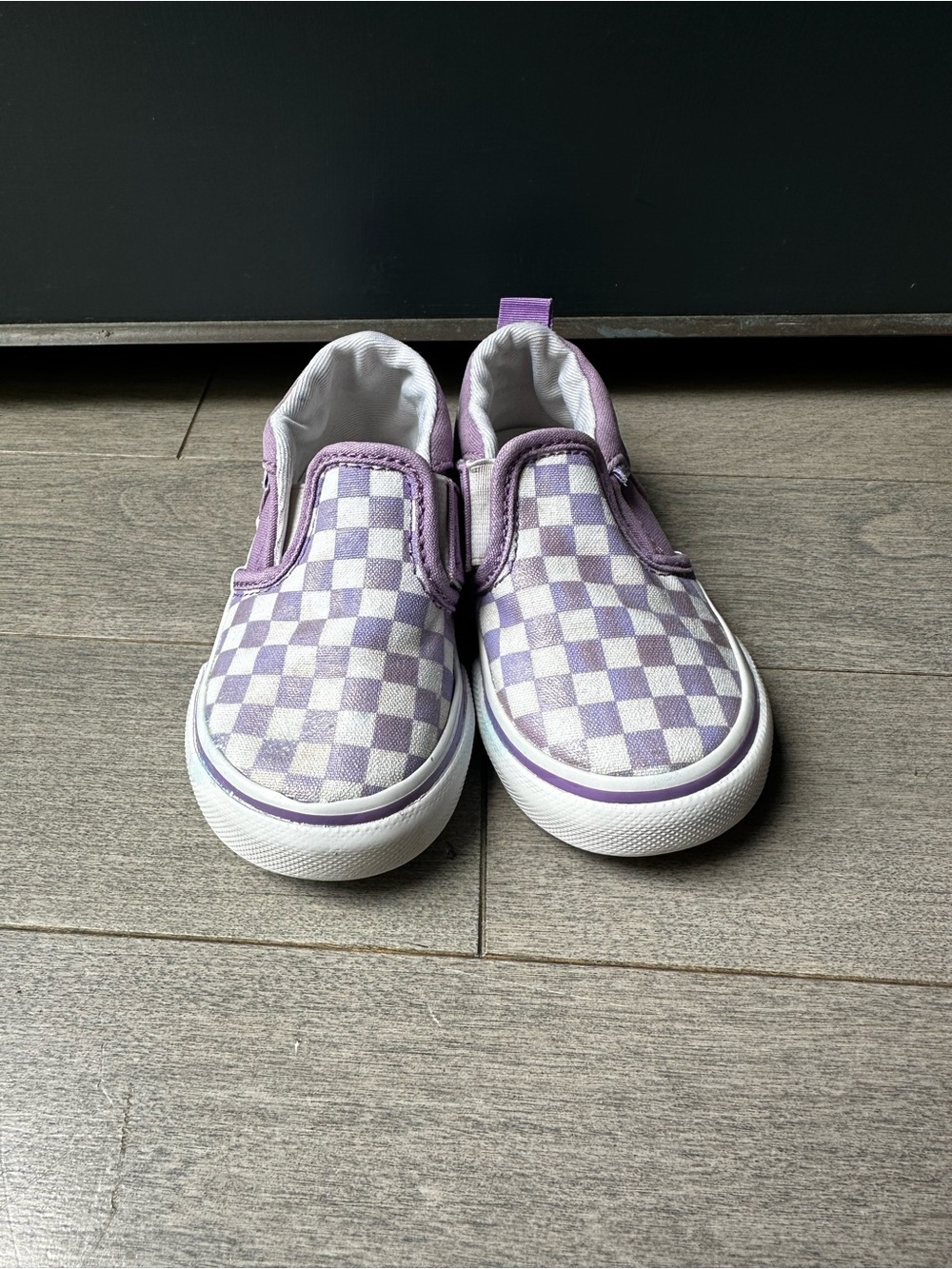 Toddler Girls Vans Off The Wall Purple Checkered Slip On Canvas Shoes Size 6